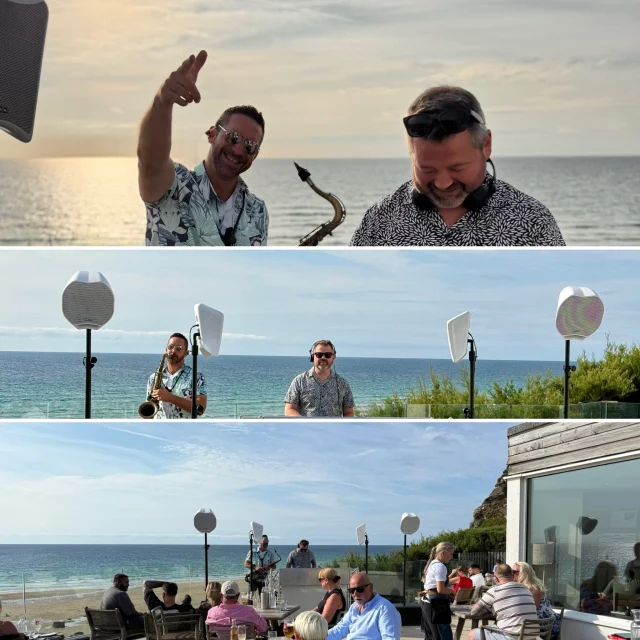 Looking outside, it’s hard to believe we were doing this a couple of weeks ago! We had the upmost pleasure of supporting @love_deluxx with the hugely talented @paulonsax on the stunning @watergatebay terrace on what now feels like the last day of Summer. We delivered a smaller package which utilised our sleek but punchy Void Acoustics Venu 212 subs. We can’t wait to do it again. #voidacoustics #newquay #beachvibes #saxonthebeach #proaudio